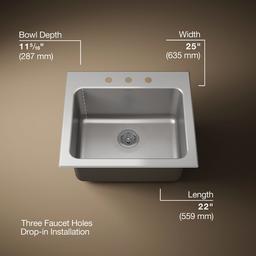 BalladE 25'' top-mount single-bowl utility sink - Stainless Steel - image 3
