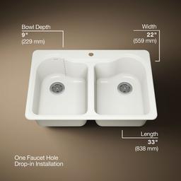 Kohler | Hartland | Drop In Kitchen Sink - Biscuit - image 3