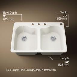Kohler | Hartland | Drop In Kitchen Sink - Biscuit - image 3