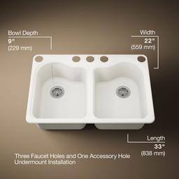 Kohler | Hartland | Undermount Kitchen Sink - Biscuit - image 3