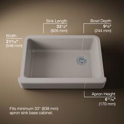 Kohler Whitehaven 32-1/2'' undermount single-bowl farmhouse kitchen sink - Truffle - image 3