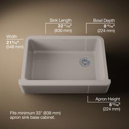 Kohler Whitehaven 32-3/4'' undermount single-bowl farmhouse kitchen sink - Truffle - image 3