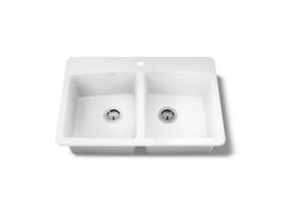 BrookfieldE 33'' top-mount double-bowl kitchen sink - White - image 1