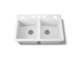 BrookfieldE 33'' undermount double-bowl kitchen sink - White - image 1