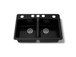 BrookfieldE 33'' undermount double-bowl kitchen sink - Black - image 1