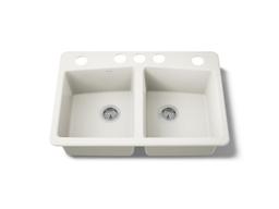 BrookfieldE 33'' undermount double-bowl kitchen sink - Biscuit - image 1