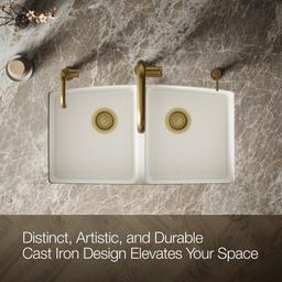 BrookfieldE 33'' undermount double-bowl kitchen sink - Biscuit - image 4