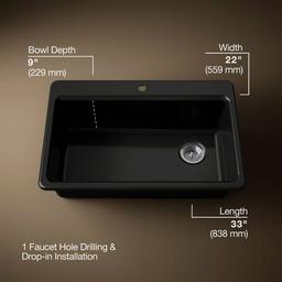 Kohler | Riverby | Drop In Kitchen Sink - Black - image 3