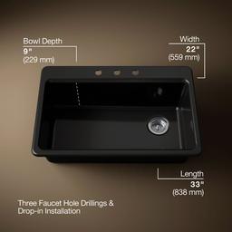 Kohler | Riverby | Drop In Kitchen Sink - Black - image 3