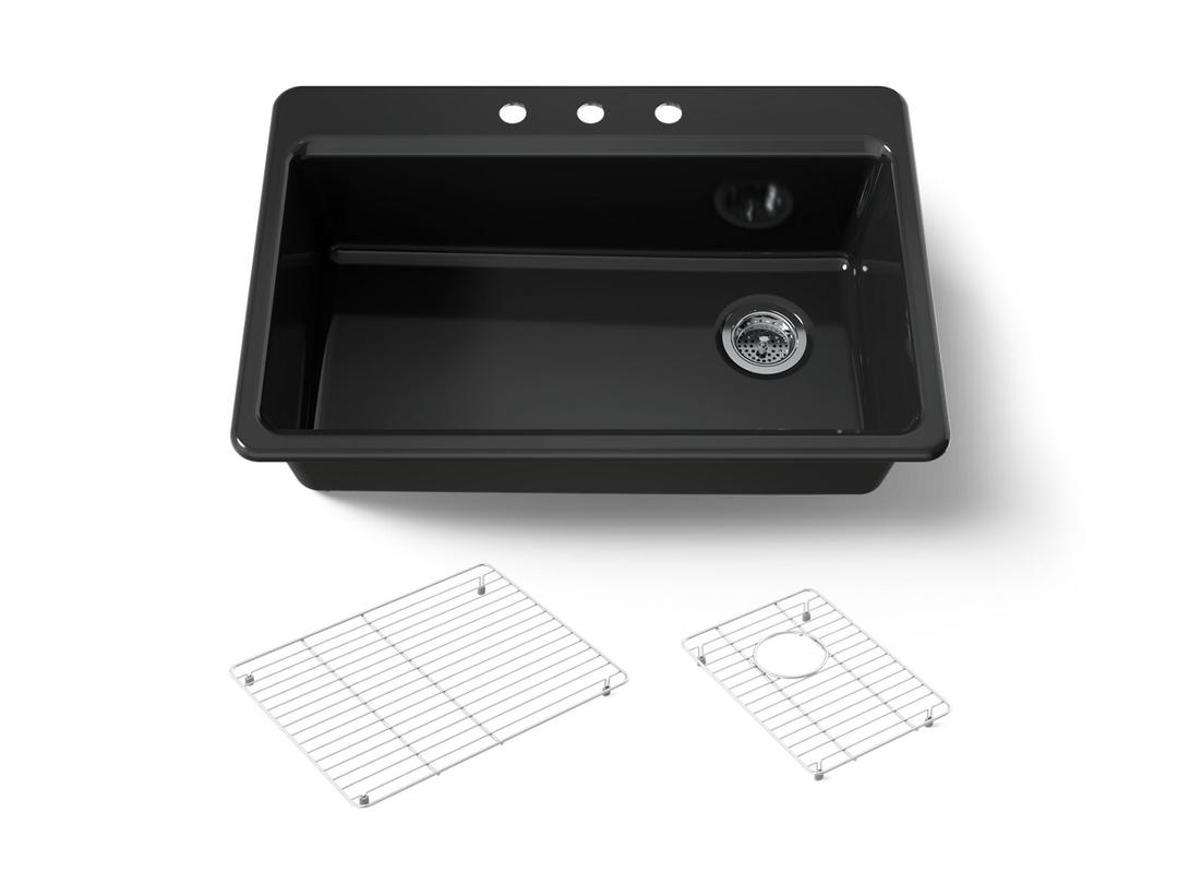 Kohler | Riverby | Drop In Kitchen Sink - Black by Kohler