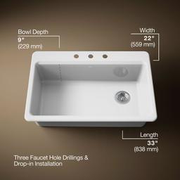 Kohler | Riverby | Drop In Kitchen Sink - White - image 3