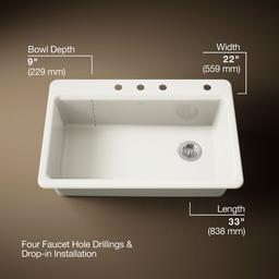 Kohler | Riverby | Workstation Kitchen Sink - Biscuit - image 3