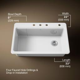 Kohler | Riverby | Drop In Kitchen Sink - White - image 3