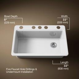 Kohler | Riverby | Undermount Kitchen Sink - White - image 3