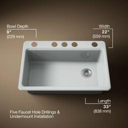 Kohler | Riverby | Undermount Kitchen Sink - Ice Grey - image 3