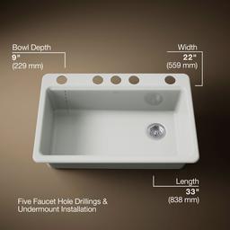 Kohler | Riverby | Undermount Kitchen Sink - Dune - image 3