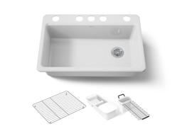 Riverby 33'' undermount single-bowl workstation kitchen sink - White - image 1