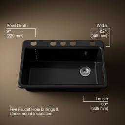 Kohler | Riverby | Undermount Kitchen Sink - Black - image 3