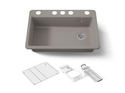 Kohler Riverby 33'' undermount single-bowl workstation kitchen sink - Truffle - image 1