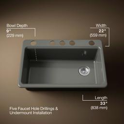 Kohler | Riverby | Workstation Kitchen Sink - Thunder Grey - image 3