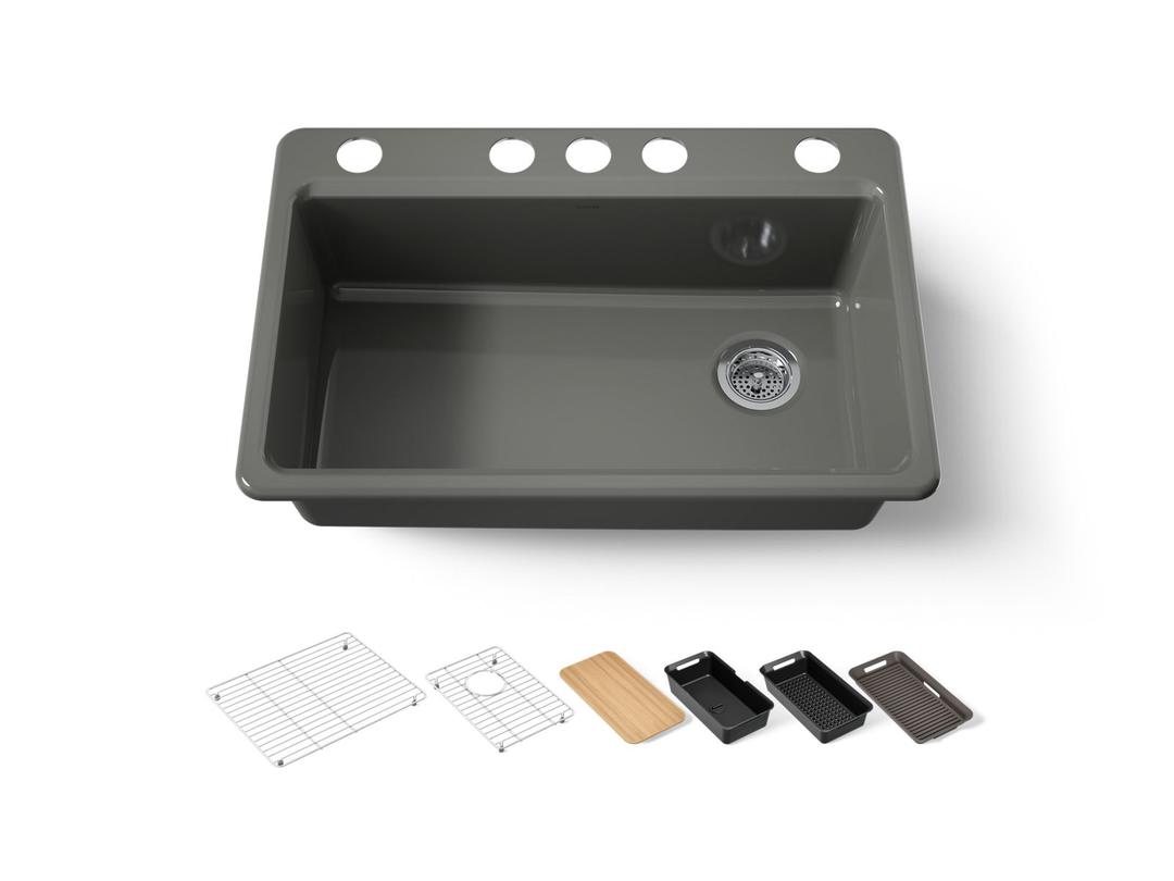 Kohler | Riverby | Workstation Kitchen Sink - Thunder Grey by Kohler