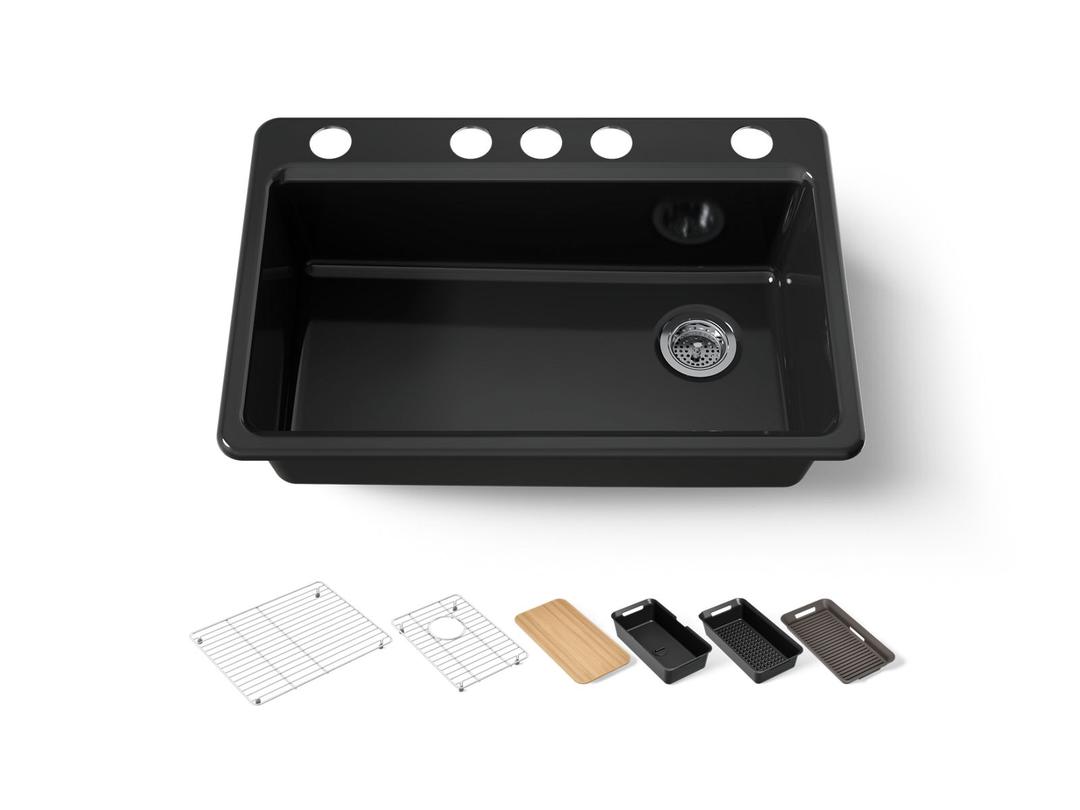 Kohler | Riverby | Workstation Kitchen Sink - Black by Kohler