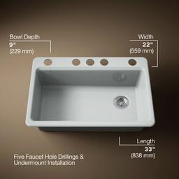 Kohler | Riverby | Workstation Kitchen Sink - Ice Grey - image 3