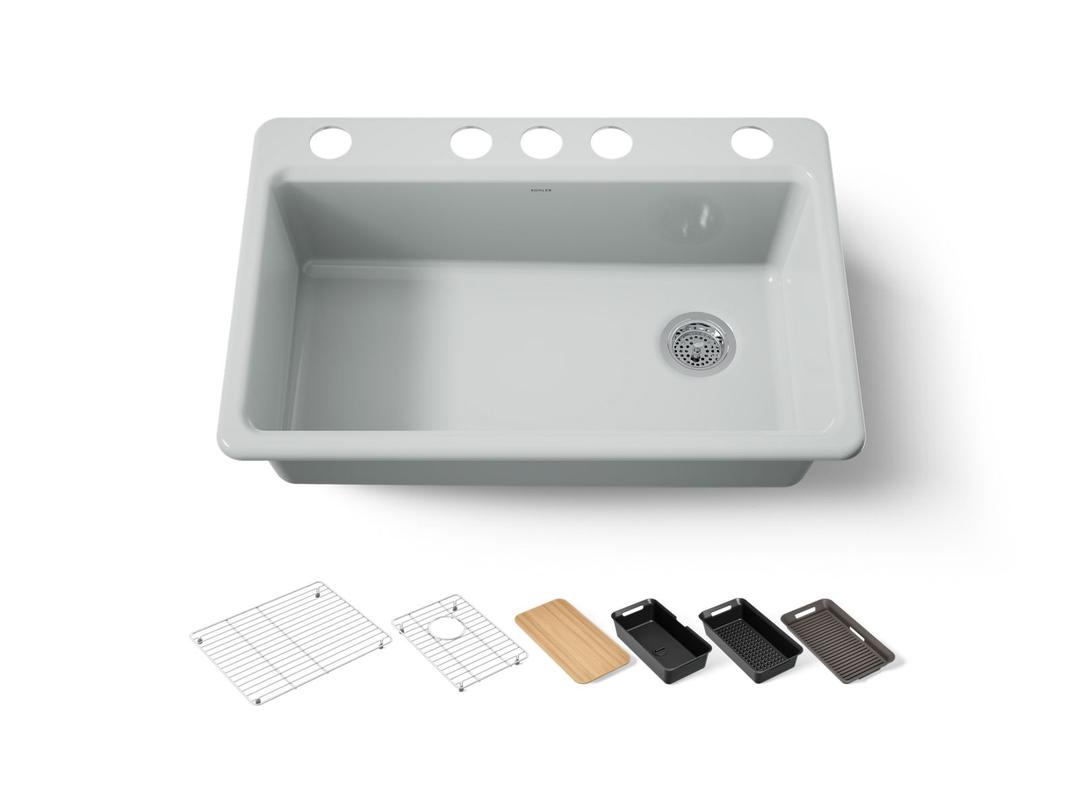 Kohler | Riverby | Workstation Kitchen Sink - Ice Grey by Kohler