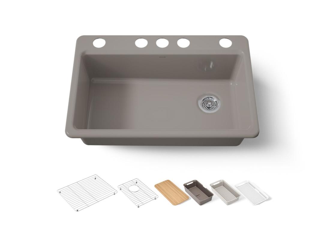 Kohler | Riverby | Workstation Kitchen Sink - Truffle by Kohler