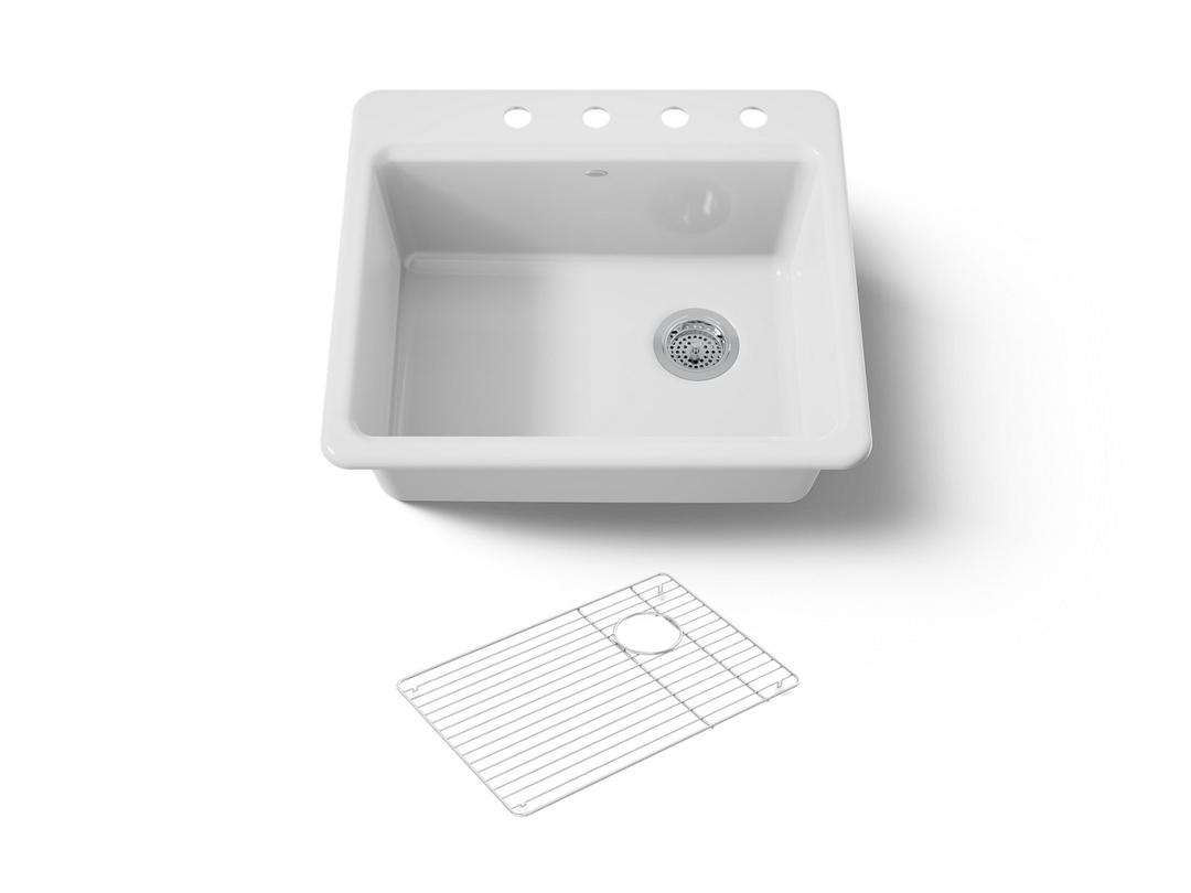 Kohler Riverby 25'' top-mount single-bowl kitchen sink - White by Kohler