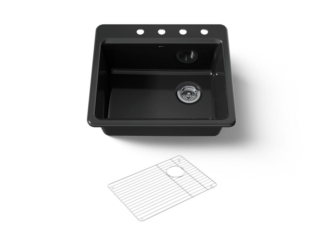 Kohler Riverby 25'' top-mount single-bowl kitchen sink - Black by Kohler
