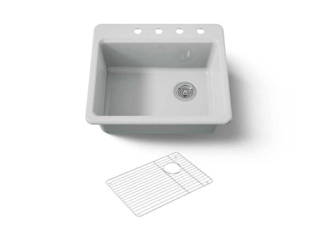 Kohler Riverby 25'' top-mount single-bowl kitchen sink - Ice Grey by Kohler