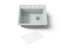 Kohler Riverby 25'' top-mount single-bowl kitchen sink - Ice Grey - image 1