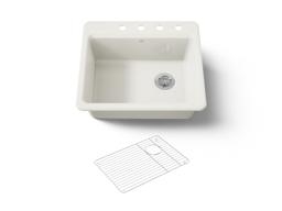 Kohler Riverby 25'' top-mount single-bowl kitchen sink - Biscuit - image 1