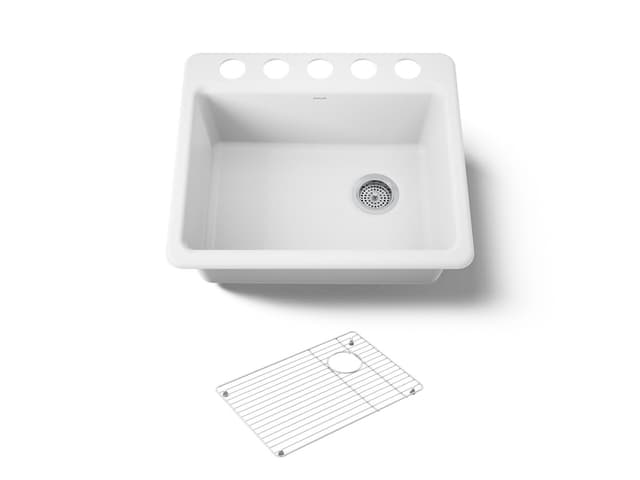 Kohler Riverby 25'' undermount single-bowl kitchen sink - White
