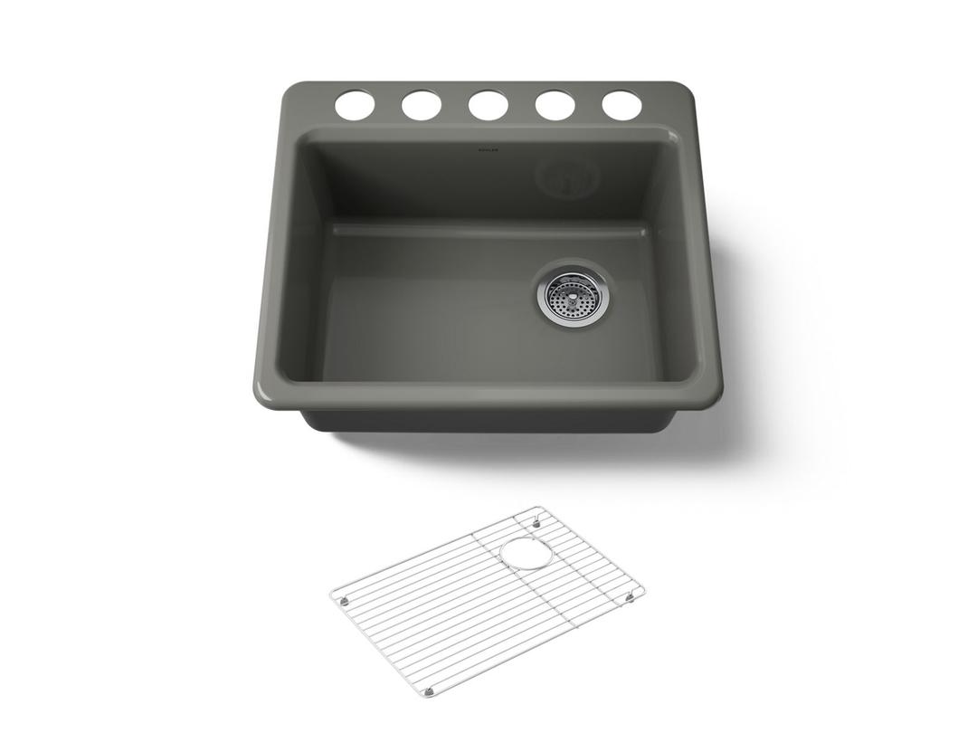 Kohler Riverby 25'' undermount single-bowl kitchen sink - Thunder Grey by Kohler