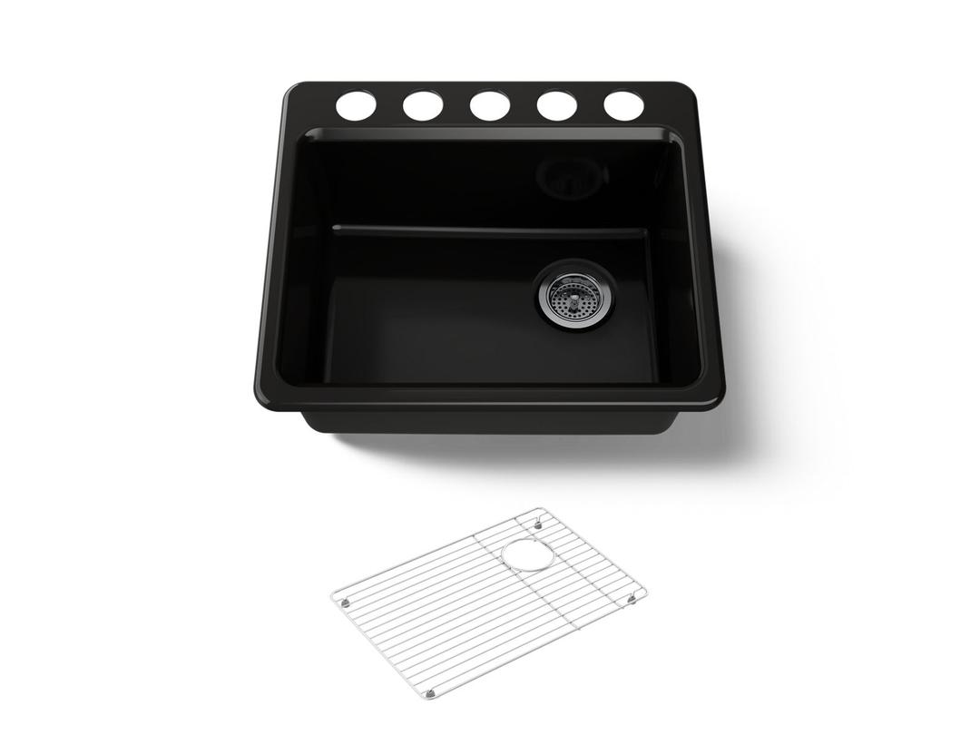 Kohler Riverby 25'' undermount single-bowl kitchen sink - Black by Kohler