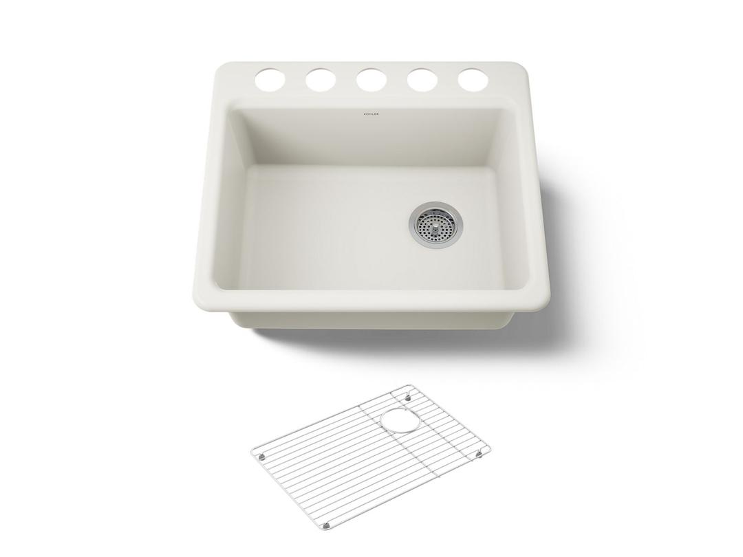 Kohler Riverby 25'' undermount single-bowl kitchen sink - Biscuit by Kohler