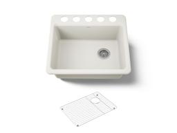Kohler Riverby 25'' undermount single-bowl kitchen sink - Biscuit - image 1