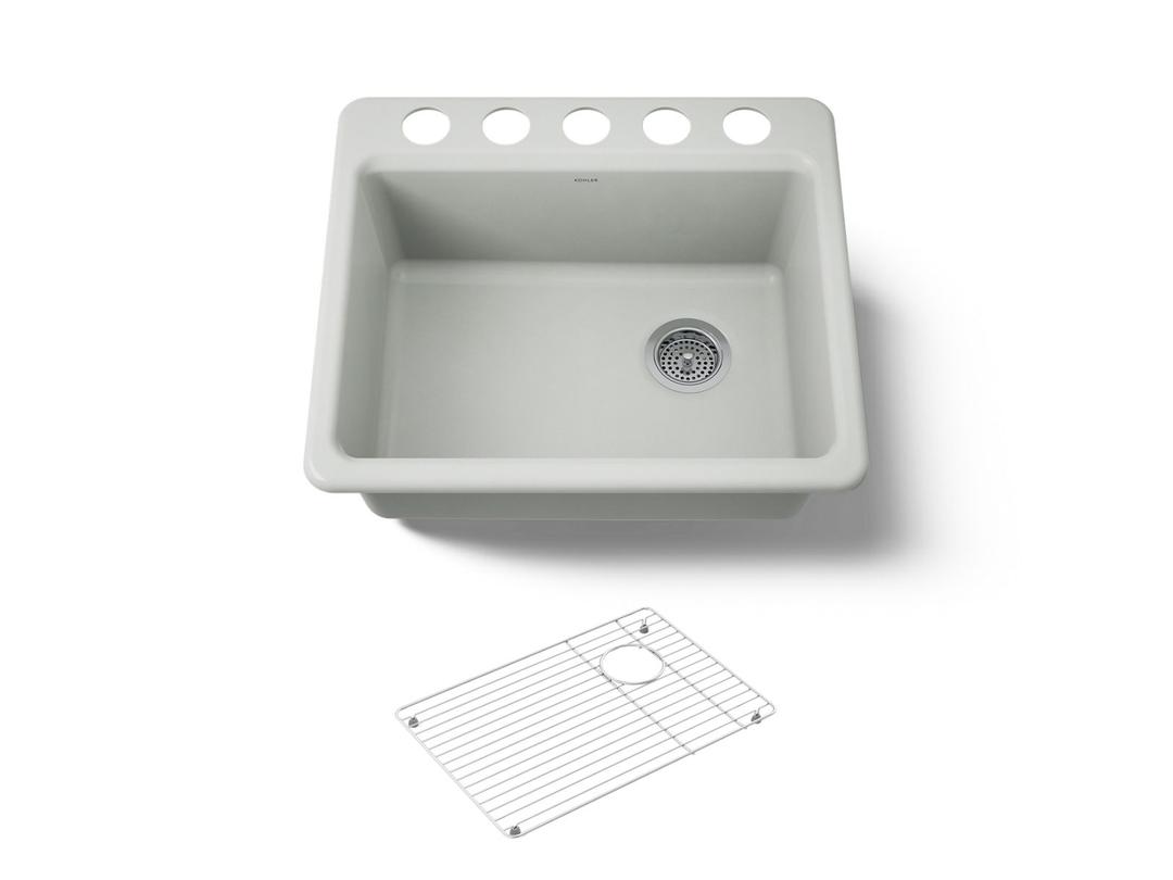 Kohler Riverby 25'' undermount single-bowl kitchen sink - Sea Salt by Kohler