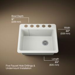 Kohler Riverby 25'' undermount single-bowl kitchen sink - Dune - image 3