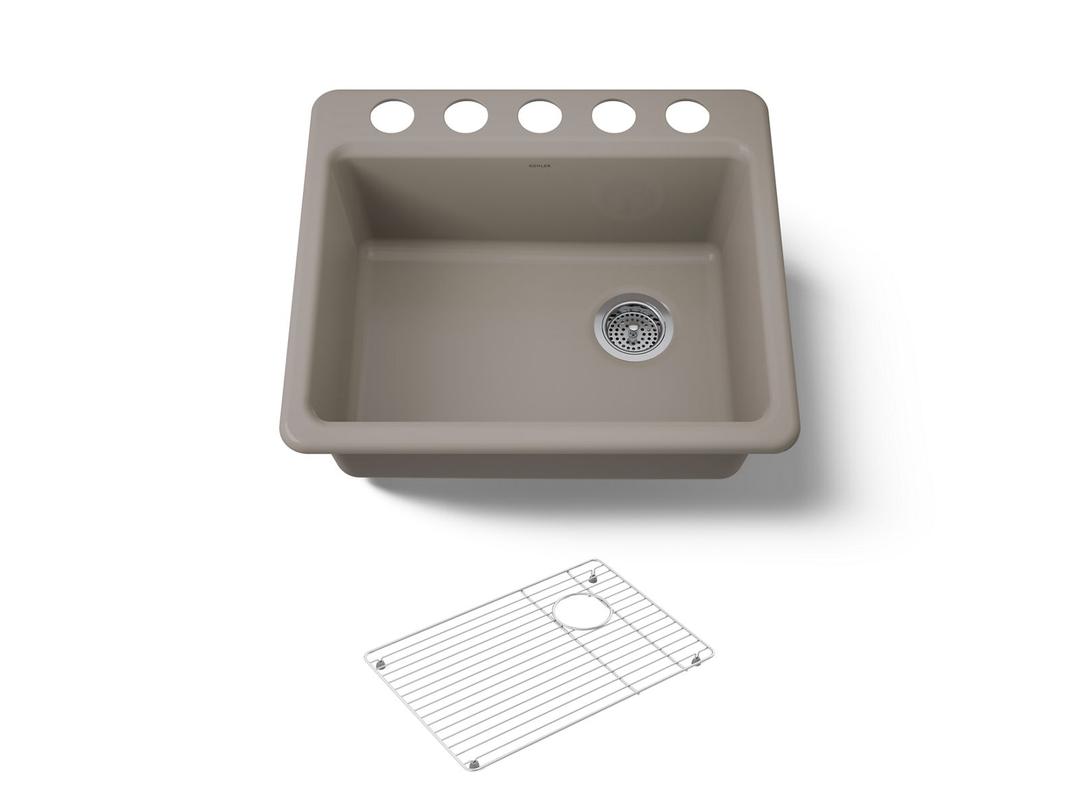 Kohler Riverby 25'' undermount single-bowl kitchen sink - Truffle by Kohler
