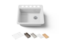 Kohler Riverby 25'' undermount single-bowl workstation kitchen sink - White - image 1