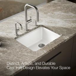 Kohler Riverby 25'' undermount single-bowl workstation kitchen sink - White - image 4