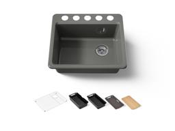 Kohler Riverby 25'' undermount single-bowl workstation kitchen sink - Thunder Grey - image 1