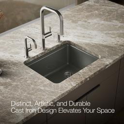 Kohler Riverby 25'' undermount single-bowl workstation kitchen sink - Thunder Grey - image 4