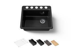 Kohler Riverby 25'' undermount single-bowl workstation kitchen sink - Black - image 1