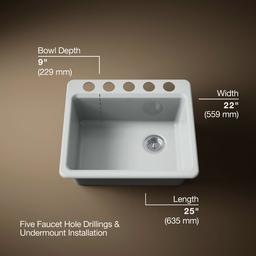 Kohler Riverby 25'' undermount single-bowl workstation kitchen sink - Ice Grey - image 3