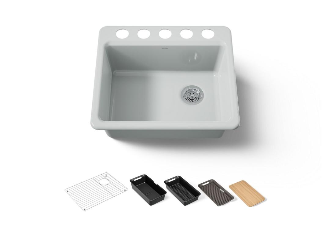 Kohler Riverby 25'' undermount single-bowl workstation kitchen sink - Ice Grey by Kohler