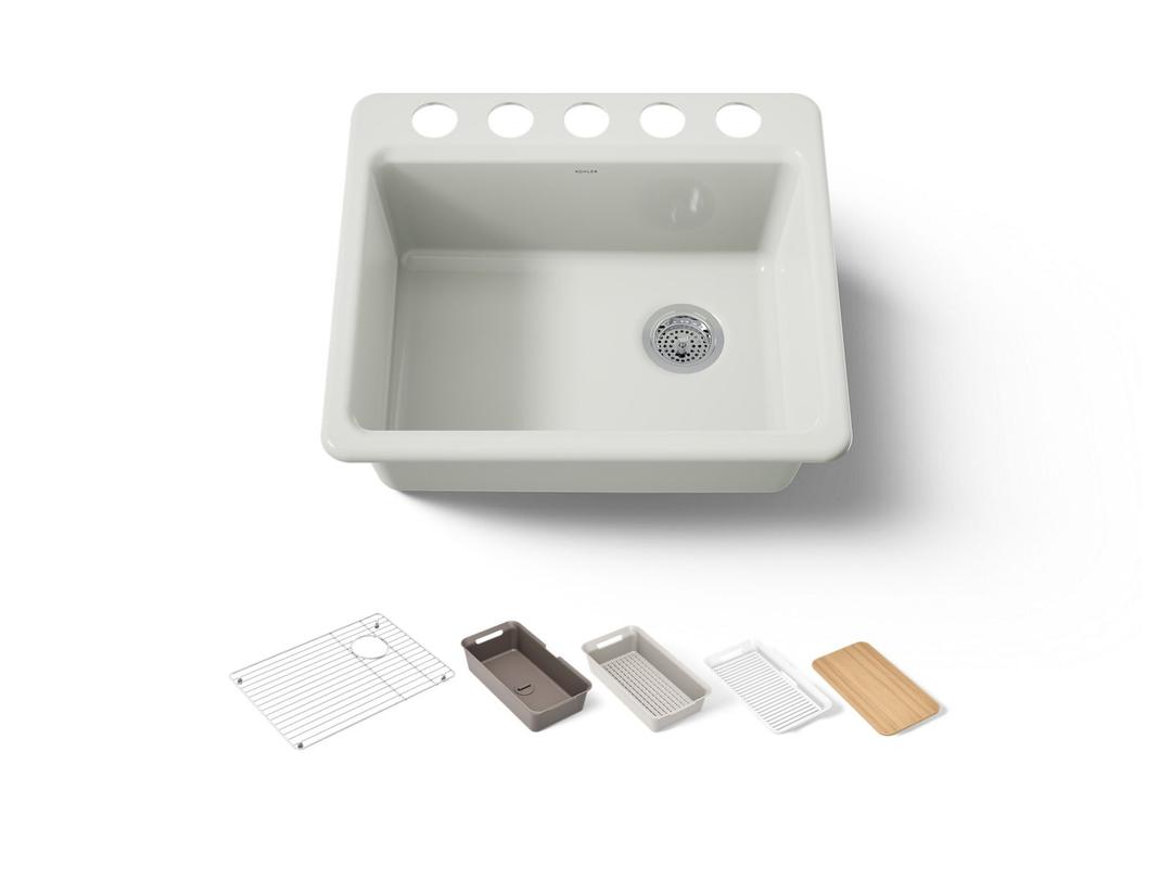 Kohler Riverby 25'' undermount single-bowl workstation kitchen sink - Dune by Kohler